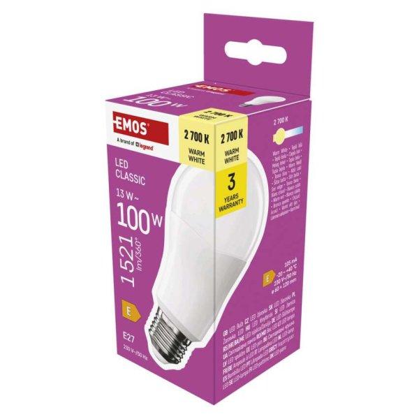 EMOS ZQ5E61, LED izzó Classic A60 / E27 / 13 W (100 W) / 1521 lm / Meleg fehér