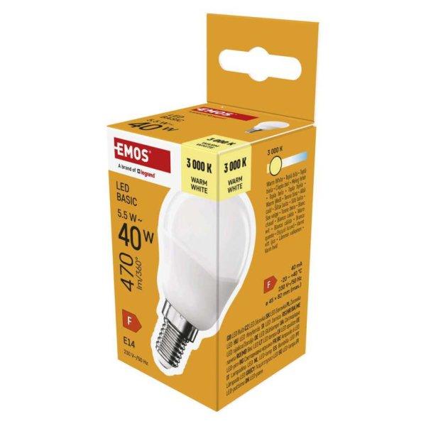 EMOS ZL1F22, LED izzó Basic Mini Globe / E14 / 5,5 W (40 W) / 470 lm / Meleg
fehér