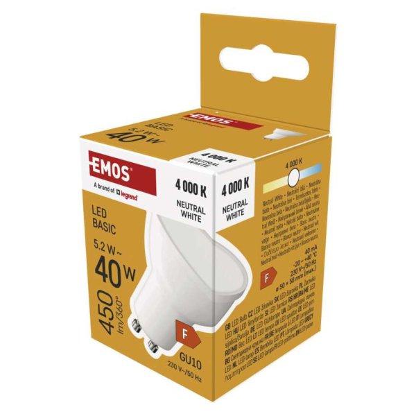 EMOS ZL8F23, LED izzó Basic MR16 / GU10 / 5,2 W (40 W) / 450 lm / Természetes
fehér