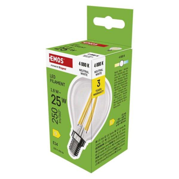 EMOS ZF1D03, LED izzó Filament Mini Globe / E14 / 1,8 W (25 W) / 250 lm /
Természetes fehér