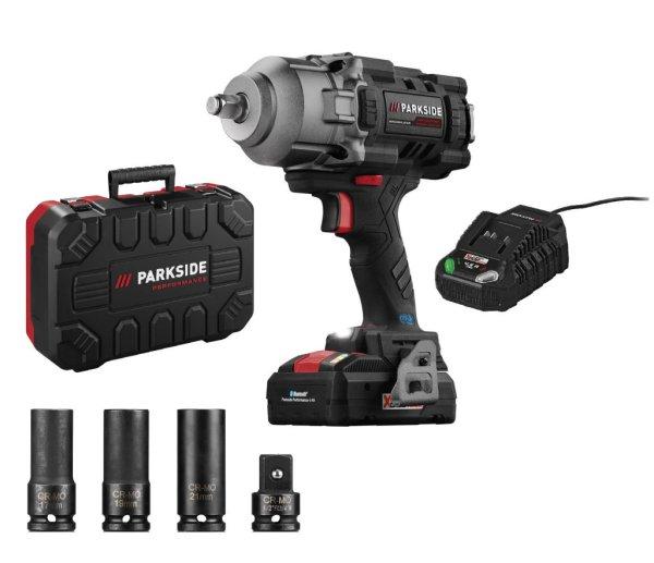 ParkSide Performance PASSP 20-Li C4 ECO Brushless 1356 Nm akkumulátoros
ütvecsavarozó, akkus kerékkulcs CR-MO dugókulcsokkal, PAPS 204 A1 20V 4Ah
SMART akkuval és PLG 20 C3 gyorstöltővel