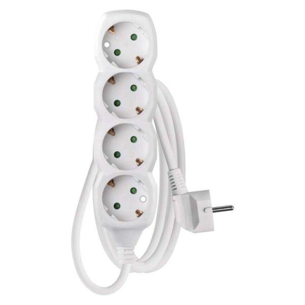 EMOS P0422, Hosszabbító 2 m / 4 aljzat / fehér / PVC / 1 mm2