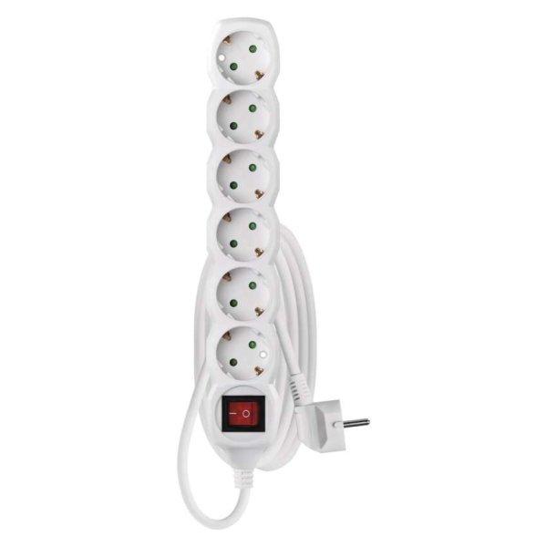 EMOS P1621, Hosszabbító 1,4 m / 6 aljzat / fehér / PVC / 1 mm2