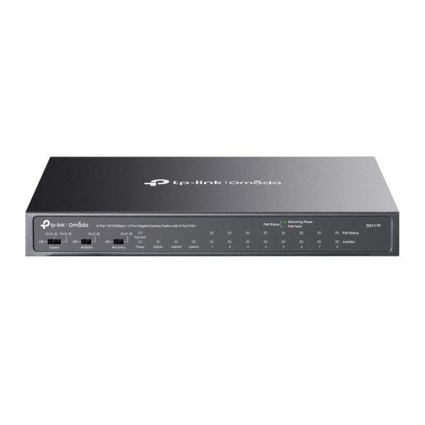 TP-Link DS111P Omada 8-Port 10/100Mbps + 3-Port Gigabit Unmanaged Desktop Switch
with 8-Port PoE+