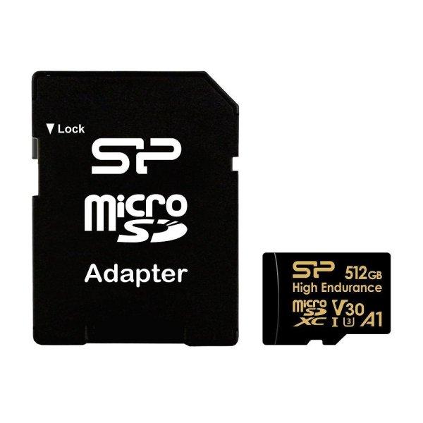 Silicon Power 512GB microSDXC Gold Series High Endurance Class 10 UHS-I U3 V30
A1 + adapterrel