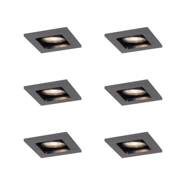 6 darabos modern süllyesztett spotlámpa készlet, fegyverszürke, GU10, 50mm,
kerek, dönthető - Qure