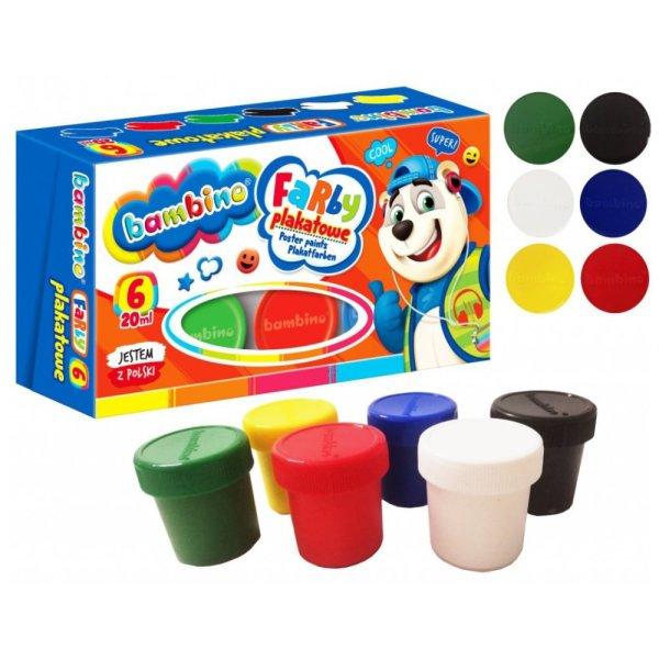Tempera festék, 6 színű, 20 ml, Bambino