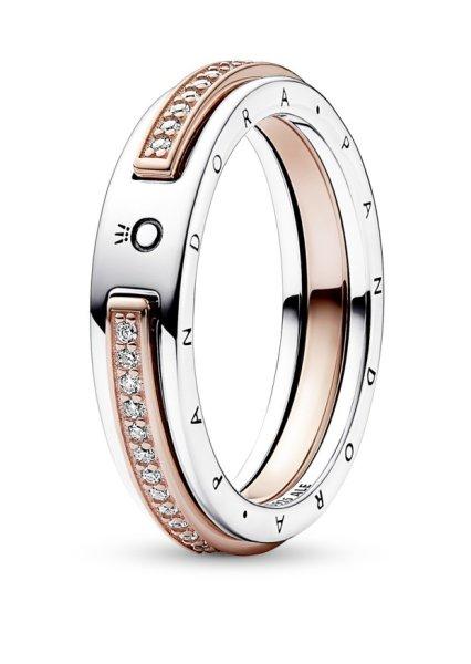 Pandora Eredeti bicolor gyűrű cirkónium kövekkel Signature
Logo 182773C01 54 mm