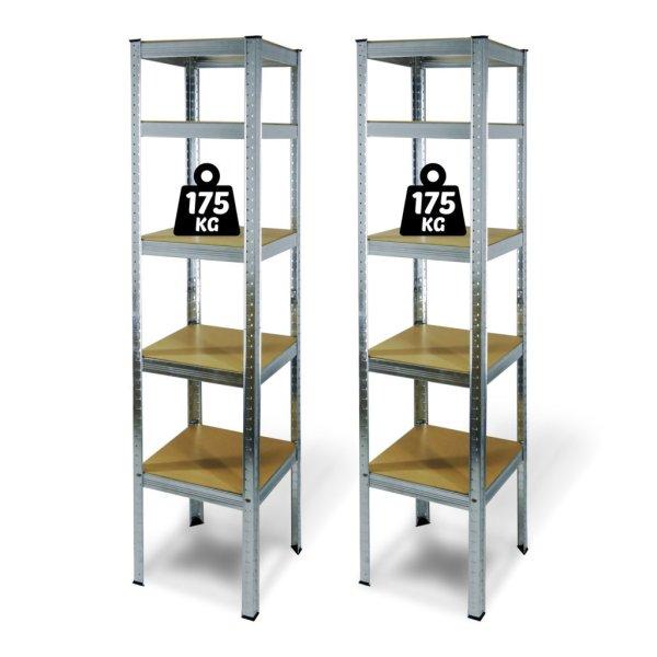 Fémpolc állvány - 5 szintes - fém - max. 175 kg - 180 x 40 x 40 cm