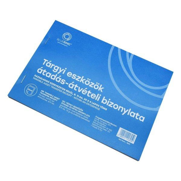 Tárgyi eszköz átadás átvétel bizonylat gazdálkodó szervezeten belül
25x4lapos A5, fekvő B.11-66 Bluering®