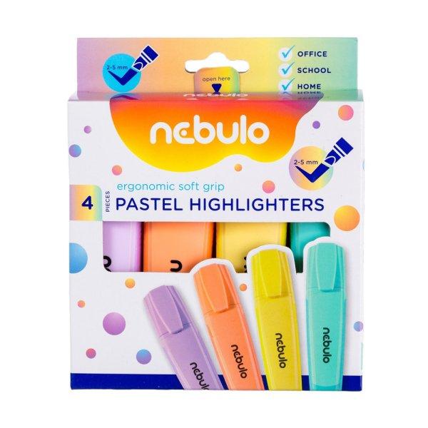 Szövegkiemelő készlet, Nebulo, 4 klf. pasztell szín