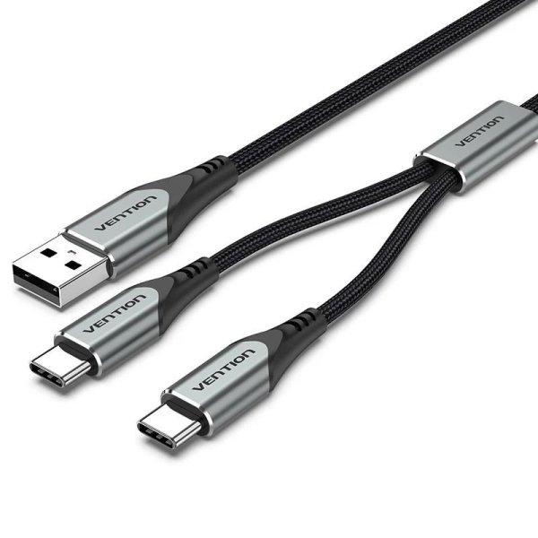 Vention USB 2.0 A Male to Dual USB-C Male Y-Splitter Cable Aluminum Alloy Type
Black