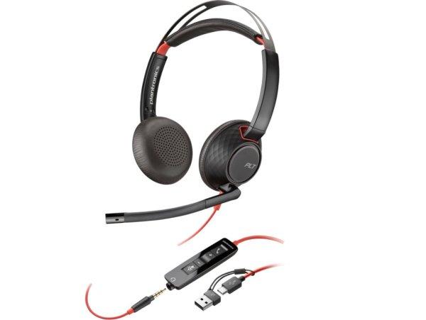 Poly Plantronics Blackwire 5220 Stereo USB-C Headset +3.5mm Plug +USB-C/A
Adapter