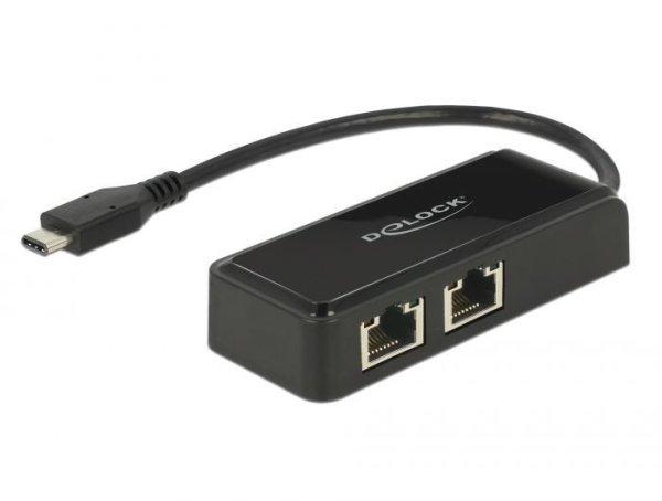 DeLock Adapter SuperSpeed USB (USB 3.1 Gen 1) with USB Type-C male > 2x
Gigabit LAN 10/100/1000 Mbps