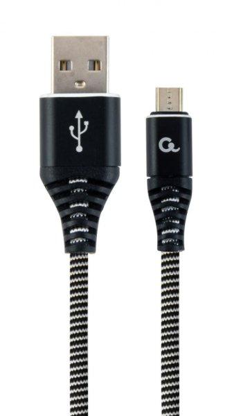 Gembird CC-USB2B-AMmBM-1M-BW Premium cotton braided Micro-USB charging and data
cable 1m Black/White