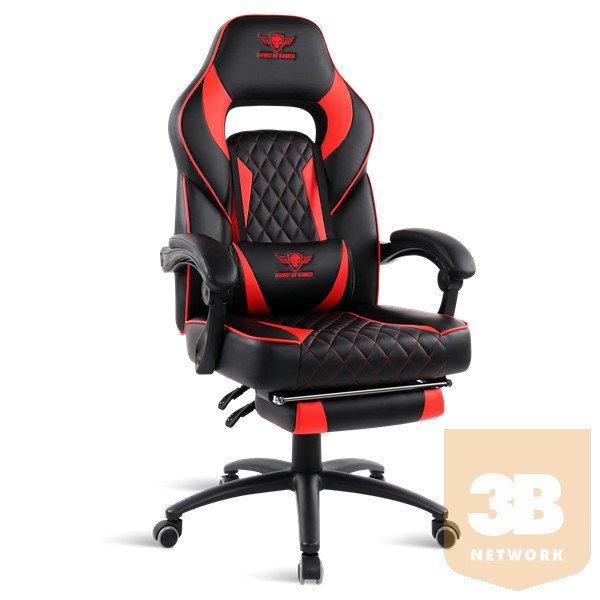 Spirit of Gamer szék - MUSTANG Red (állítható dőlés/magasság; kihajtható
lábtartó; max.120kg-ig, piros)