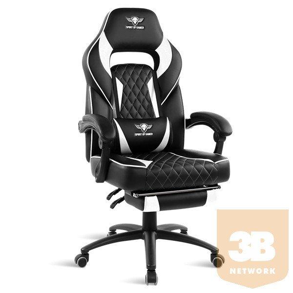 Spirit of Gamer szék - MUSTANG White (állítható dőlés/magasság;
kihajtható lábtartó; max.120kg-ig, fehér)