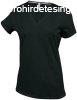 Ni V-nyak rvid ujj pamut pl, Kariban KA381, Black-3XL