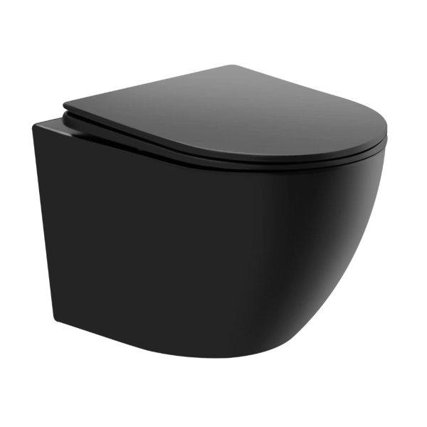 Welland Primo Rimless fali WC csésze + soft-close slim WC ülőke - fekete
