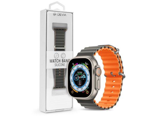 Apple Watch szilikon sport szíj - Deluxe Series Sport6 Silicone Two-tone Watch
Band - 42/44/45/49 mm - szürke/narancs