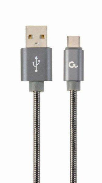 Gembird CC-USB2S-AMCM-1M-BG Premium spiral metal Type-C USB charging and data
cable 1m Metallic Grey