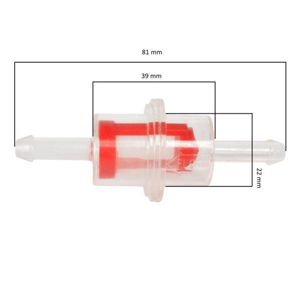 Gázolajszűrő műanyag betétes 81 x 22 mm - O 8 mm - kézi pumpa elé