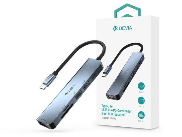 Devia USB Type-C - 3xUSB 3.0 + PD + Kártyaolvasó elosztó/adapter - Devia
Leopard 5in1 Hub (Updated) - szürke