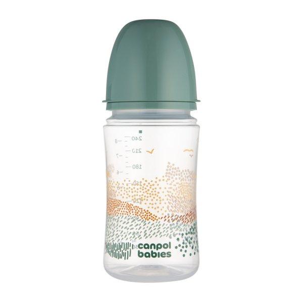 Canpol babies Anti-kólikás cumisüveg, EasyStart, MOUNTAINS, 240 ml - zöld