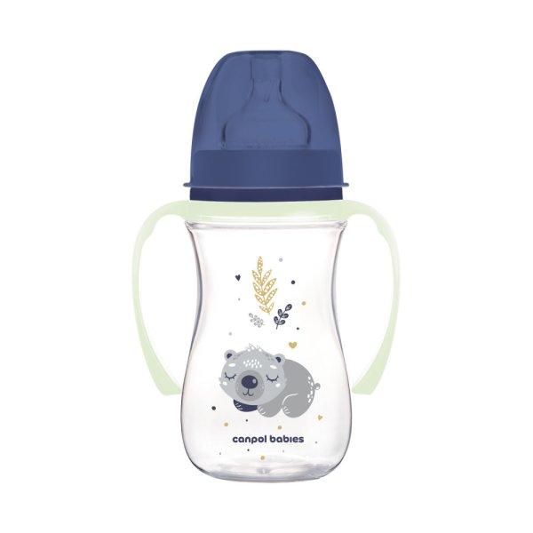 Canpol babies Anti-kólikás cumisüveg, világító fogantyúval, EasyStart,
SLEEPY KOALA, 240 ml - kék