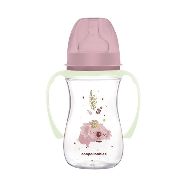 Canpol babies Anti-kólikás cumisüveg, világító fogantyúval, EasyStart,
SLEEPY KOALA, 240 ml - pink