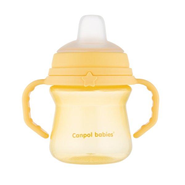 Canpol babies Itatópohár szilikonos ivócsőrrel, FirstCup, 150 ml, sárga