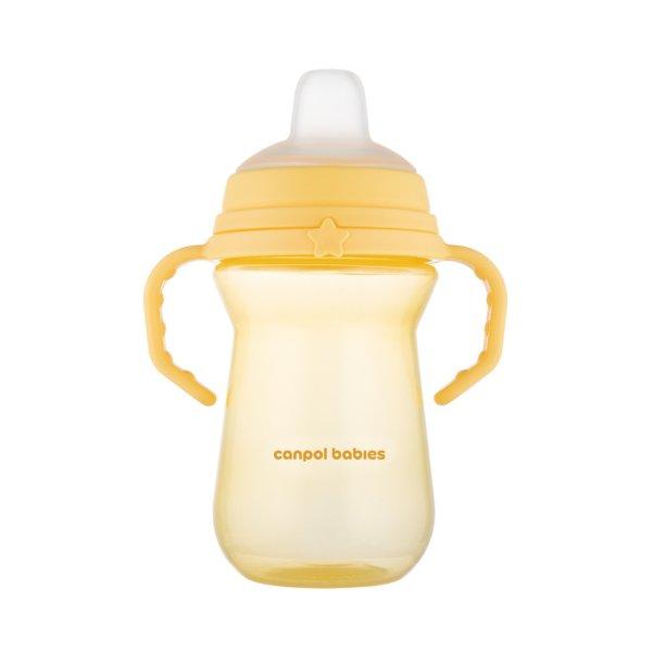 Canpol babies Itatópohár szilikonos ivócsőrrel, FirstCup, 250 ml, sárga
