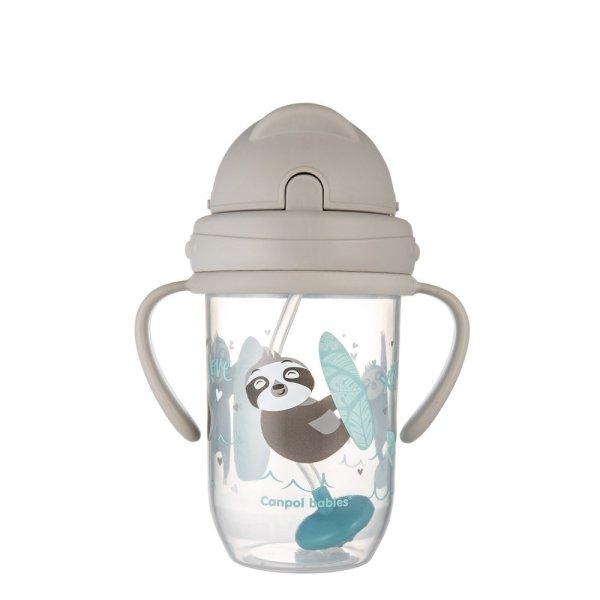Canpol babies Súlyozott szívószálas cseppmentes itatópohár, 270ml, 6hó+,
EXOTIC ANIMALS - szürke