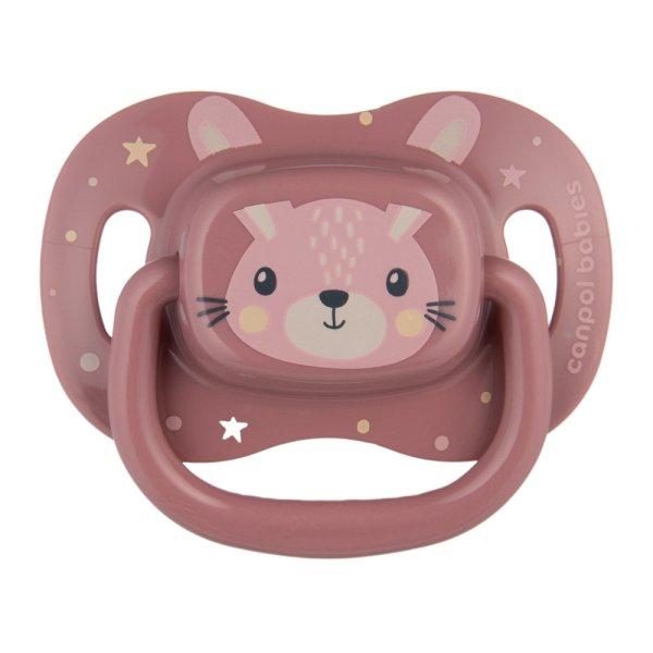 Canpol babies Szilikon szimmetrikus cumi, 0-6hó, 1db, CUTE ANIMALS - pink
