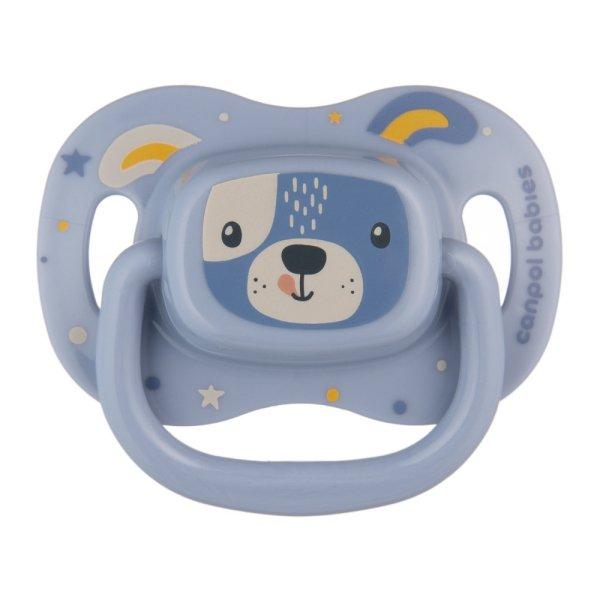 Canpol babies Szilikon szimmetrikus cumi, 18hó+, 1db, CUTE ANIMALS - kék
