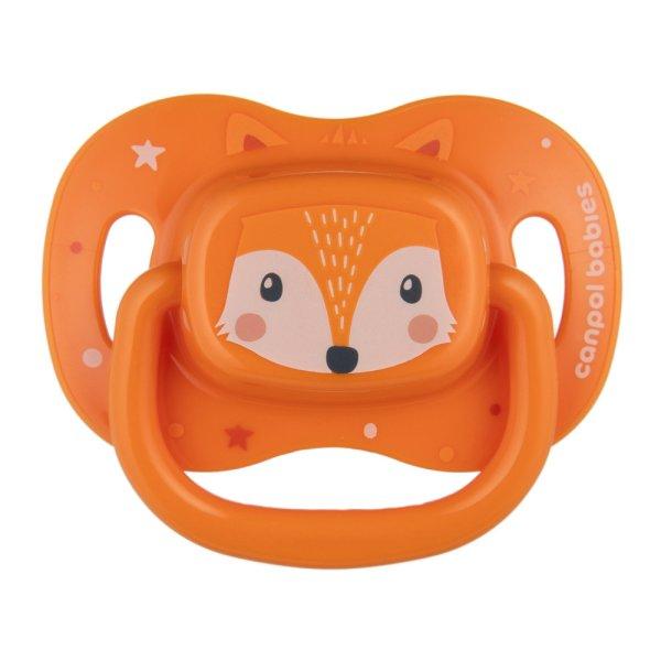 Canpol babies Szimmetrikus szilikon cumi, 0-6hó, 1db, CUTE ANIMALS - narancs