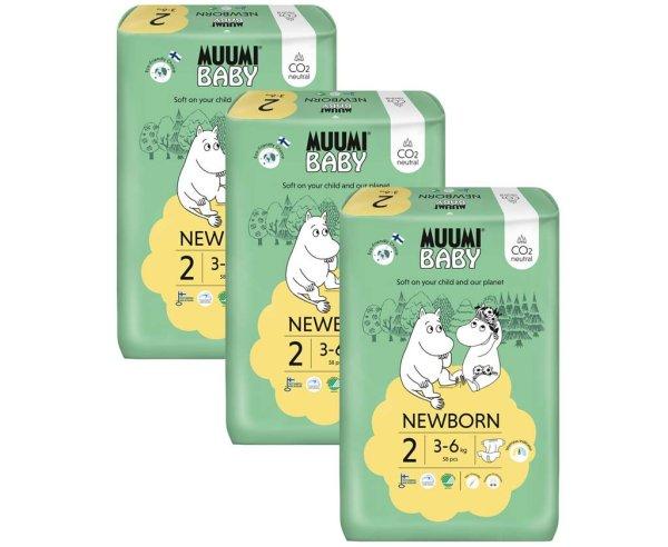 MUUMI Baby 2 Newborn 3-6 kg (174 db), havi csomag eco pelenka