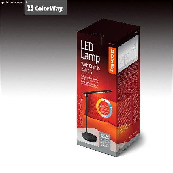 COLORWAY Asztali LED lámpa beépített akkumlátor, dönthető,
3200-4300-6500k, 300 lm, fekete (CW-DL02B-B)