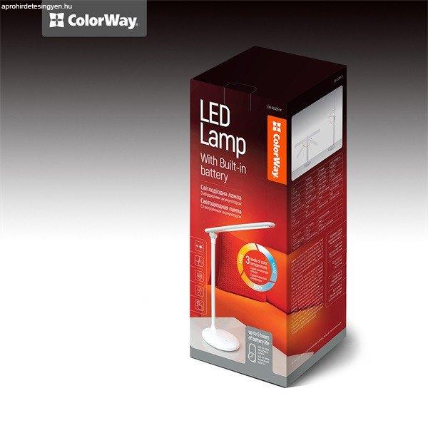 COLORWAY Asztali LED lámpa beépített akkumlátor, dönthető,
3200-4300-6500k, 300 lm, fehér (CW-DL02B-W)