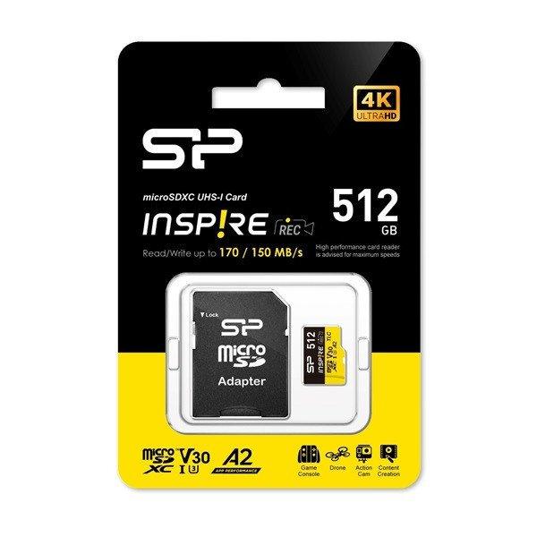 Silicon Power MicroSD kártya - 512GB microSDXC UHS-I U3, 3D TLC NAND (170/150
MB/s A2/V30) DDR200 transfer rate