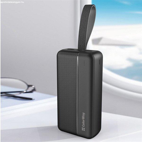 COLORWAY USB töltő adapter, Power Bank 30 000 mAh, nagy teljesítményű 2
(USB QC3.0 + USB-C tápellátás 22,5 W) Fekete