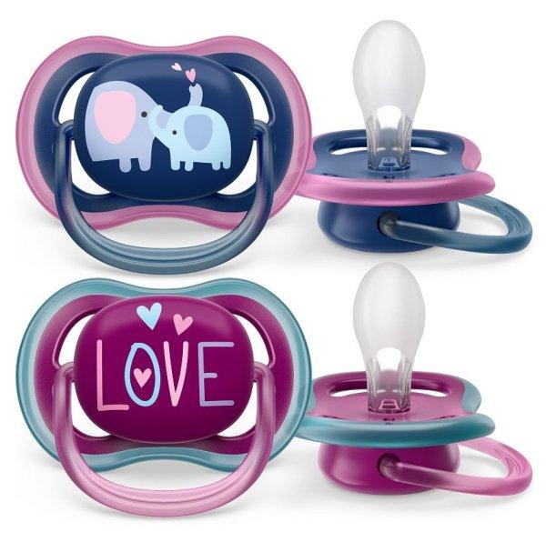 Philips AVENT SCF349/22 Ultra air játszócumi 18hó + lányos mintás, 2 db