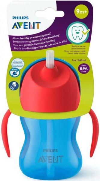 Philips Avent 9+ Bendy Szívószálas itató pohár 200ml - kék 