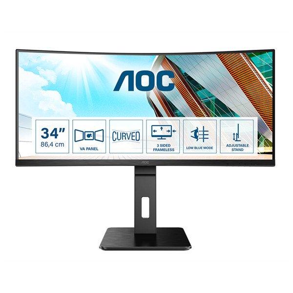 AOC Ívelt VA monitor 34" CU34P2A, 3440x1440, 21:9, 300cd/m2, 1ms, 100Hz,
2xHDMI/DisplayPort/4xUSB, hangszóró