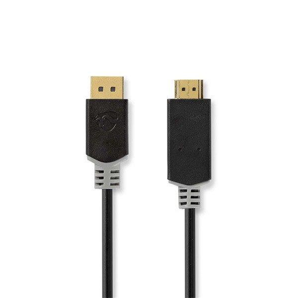 Nedis CCBW37100AT20 displayport dugó - HDMI dugó kábel, 4K@30Hz, aranyozott,
2 m