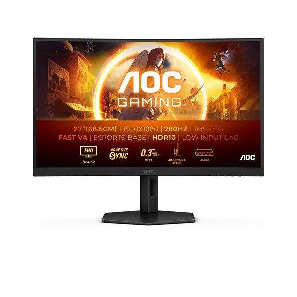 AOC Ívelt Gaming 280Hz monitor 27" C27G4ZXU, 1920x1080, 16:9, 300cd/m2,
0,3ms, HDMIx2/DisplayPort/USBx4