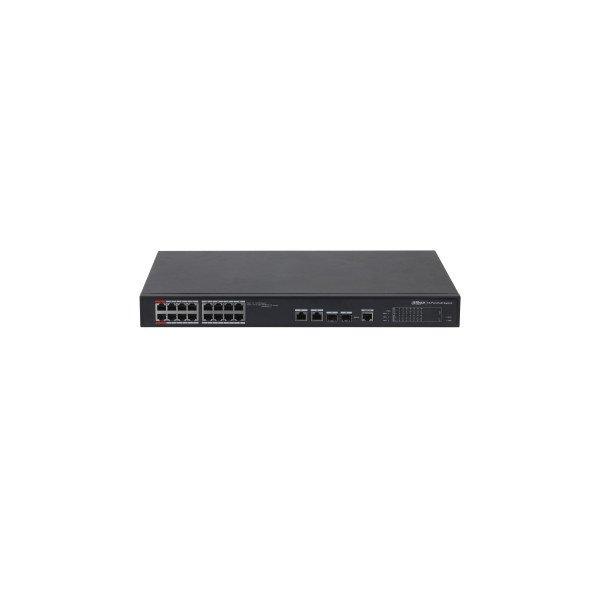 Dahua Menedzselhető PoE switch - PFS4218-16ET-240 (16x 100Mbps PoE/PoE+; 2x
gigabit/SFP combo uplink; 240W)