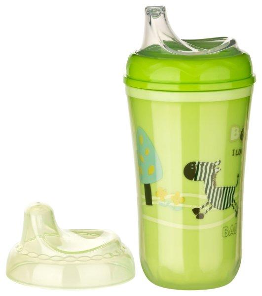 Baby-Nova duplafalú itatópohár puha szilikon csőrrel 250 ml 6hó+ zöld
zebra