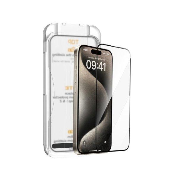 WIWU Wi-SQ008 9H edzett üveg felhelyezést segítő kerettel iPhone 16 Pro