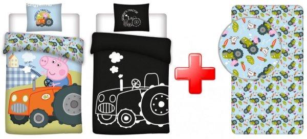 Peppa malac George's Tractor sötétben világító ágyneműhuzat és
gumis lepedő szett